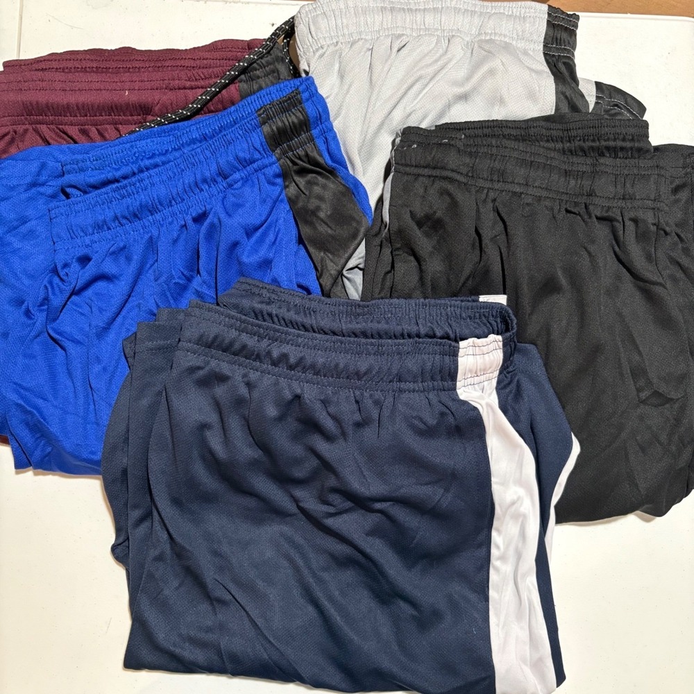 Real Essentials Mens Mesh Shorts 5 Pack Medium Blue Black Grey Navy Burgundy